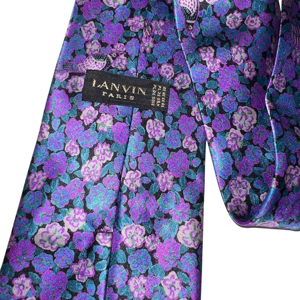 Lanvin Paris Silk Pastel Floral Bird Spring‎ Summer Office Wedding Necktie ￼